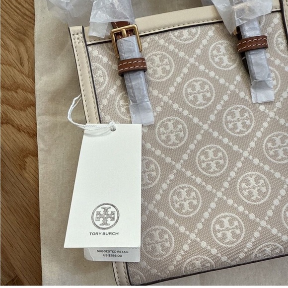 Tory Burch Ivory T Monogram Jacquard Mini Crossbody Tote - Picture 2 of 5
